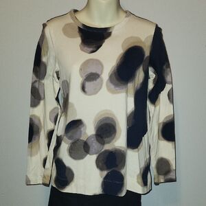 Simply Vera, Vera Wang Abstract Creme/ Brown/ Black Print Long Sleeve Top